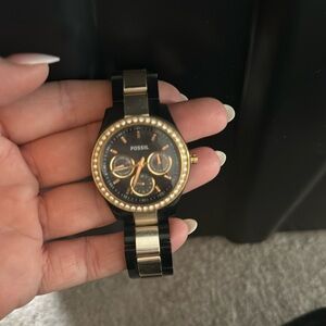 Fossil watch gold/black two toned